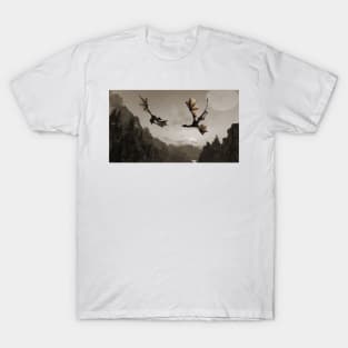 Two dragons flying over the mountain T-Shirt